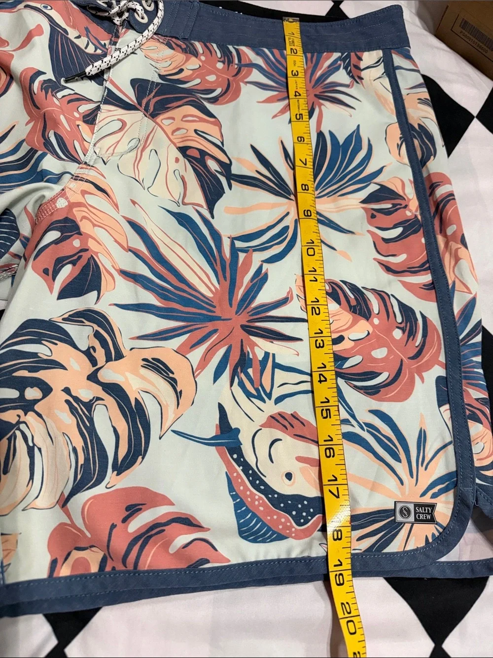 Salty Crew Men's Tropical Swim Shorts - Blue, Coral & Cream